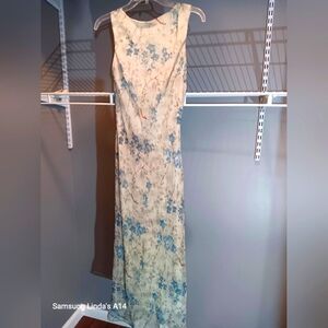 Floral Sleeveless Dress - Cream and Jade Green